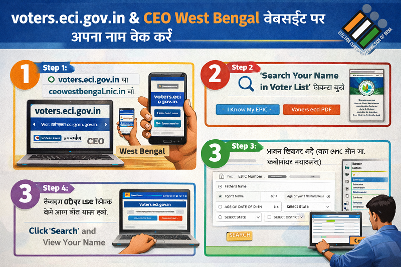CEO West Bengal site, numbered steps