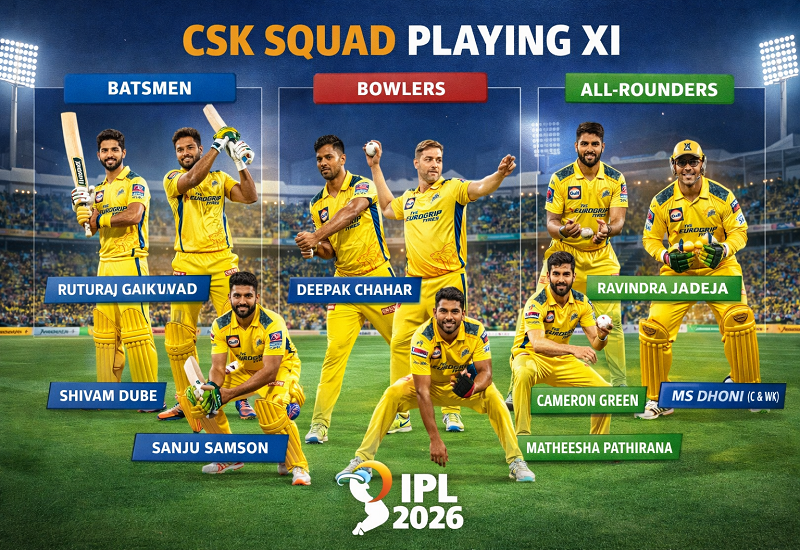 CSK squad 2026 प्लेइंग XI